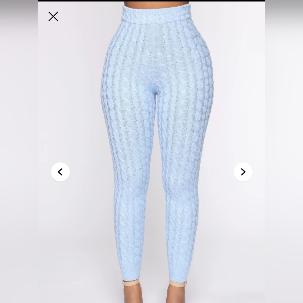 Sky Blue Textured Women's Leggings